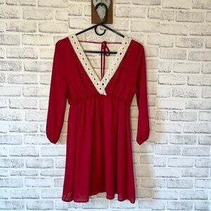 Tinley Backless Cross Front Crochet Lace Babydoll Top Tunic Dress size S